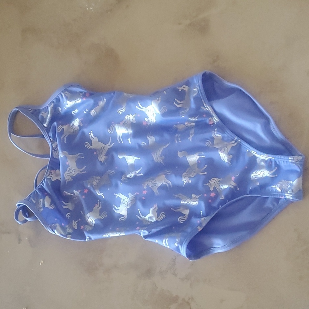 Girl's Metallic Unicorn One Piece Swimsuit